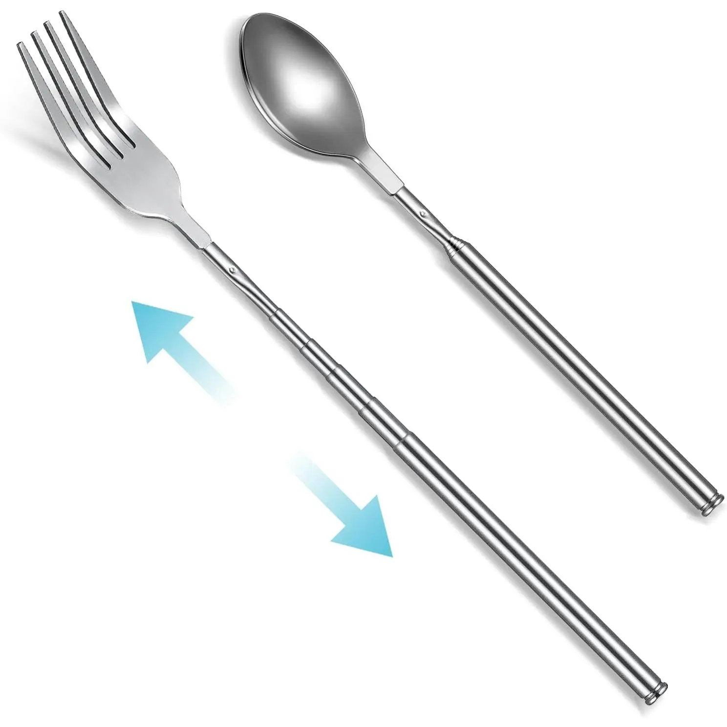 2 count Expandable Fork Spoon Set Retractable Extend to 25 Inch