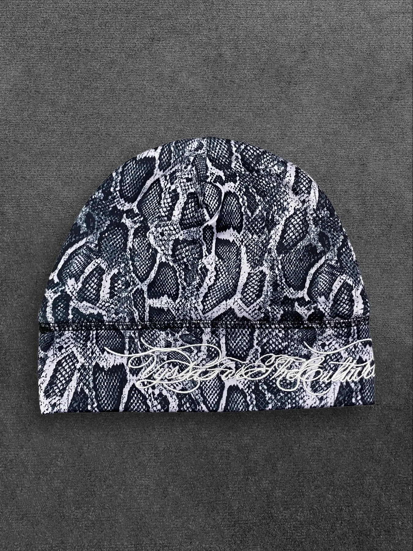 New casual versatile letter embroidered double-layer hat Y2K fashion trend snake skin print retro pullover hat Fashionable Hats Embroidery Hat