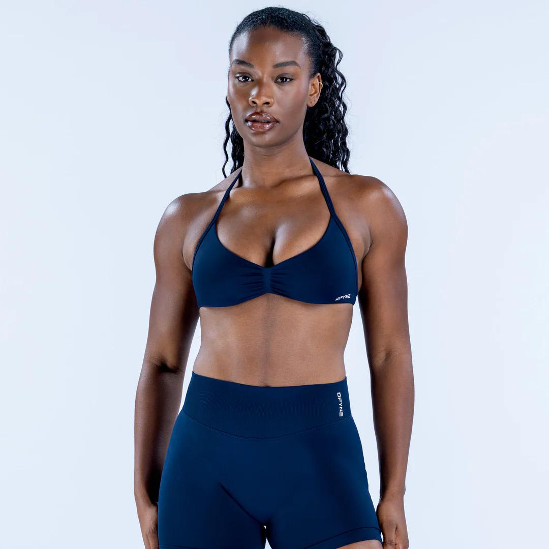 Dfyne Impact Series - Women's One-Shoulder Bra with Underwire - Fitness Top - Women's Tight Single-Sleeve Sleeveless Sports Bra with No Seam - Aerobic Fitness Yoga