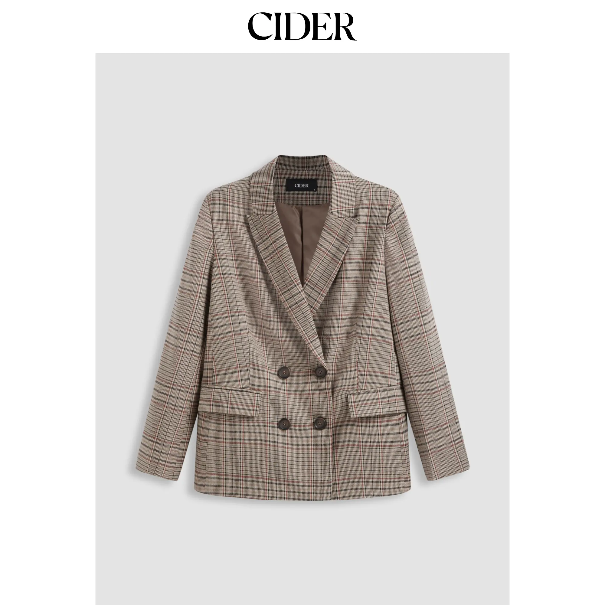 Cider [size 2-10] Collar Check Botton Pocket Blazer