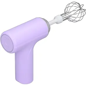 Electric Egg Beater, Cordless Hand Mixer with 2 Metal Mixing Whisk, 3 Speeds Adjustable,  Whipping Cream Butter Stirring Egg Liquid Jam (Purple)