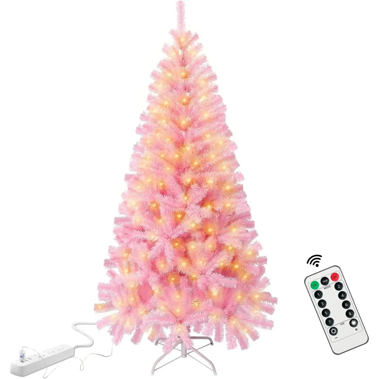 4.5ft Small Modern Artificial Christmas Tree - 120 LED Lights, 350 Branch Tips, Metal Frame, Synthetic Material, Remote Control Timer - Festive Decor for Girls' Room