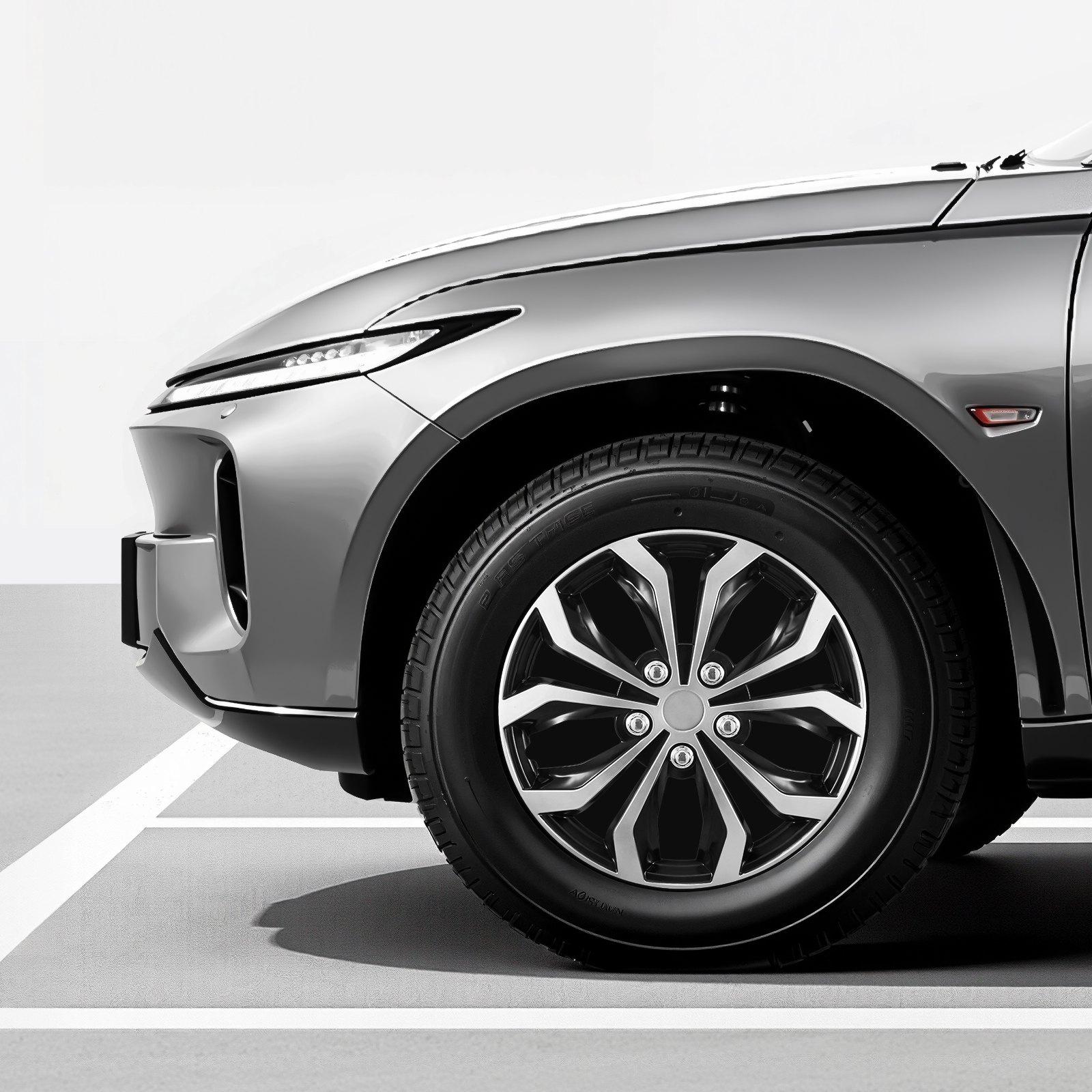 VEVOR Hubcaps Wheel Covers, 16 Inch Set of 4 Wheel Rim Cover Hubcaps OEM Replacement, R16 Size Snap On Car Hub Caps, Universal 10-Spoke ABS Tire Rim Caps for Hyundai Chevrolet Ford Honda, Silver/Blac