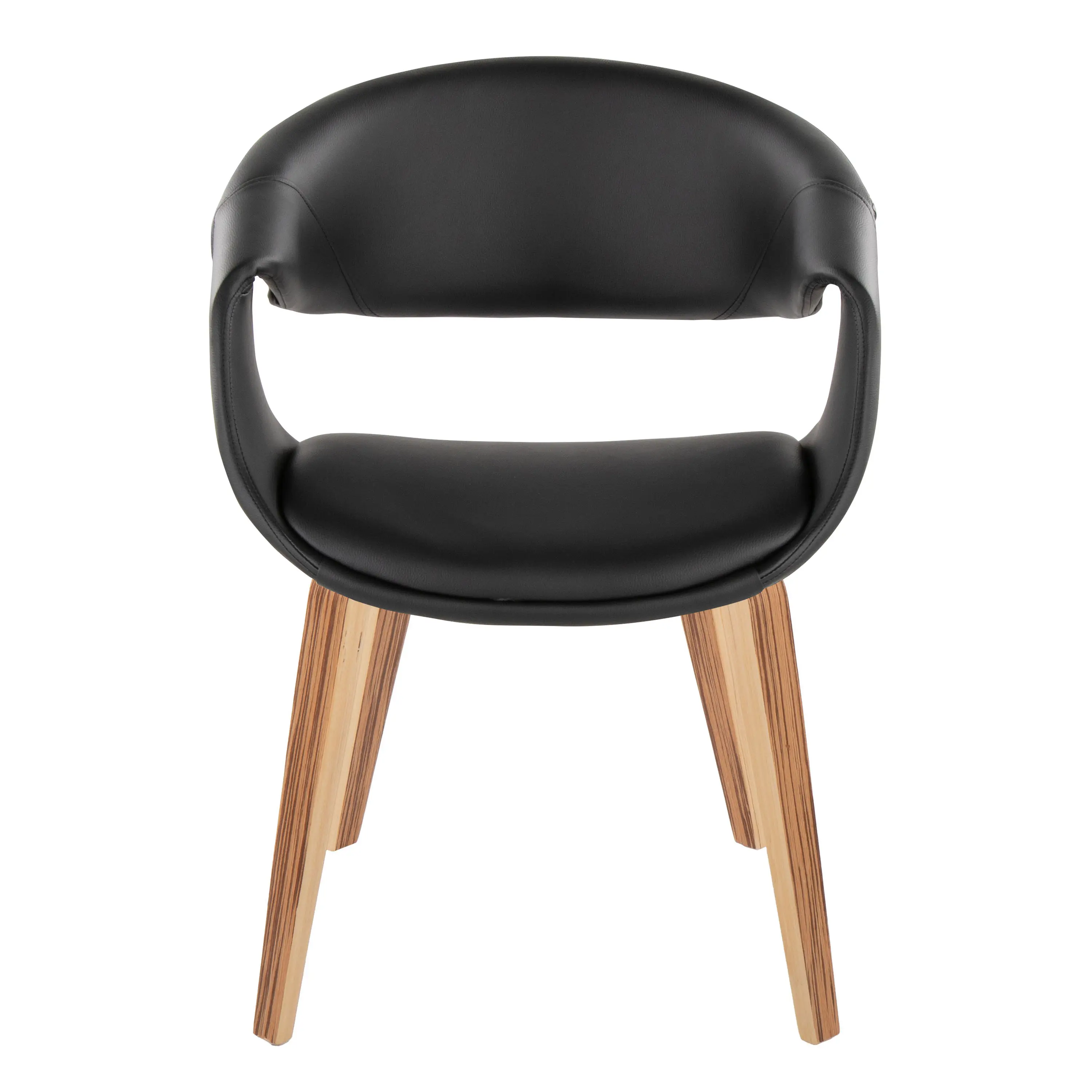 Nokaa Upholstered Dining Chair Set of 2 - Zebra Wood Frame, Black Faux Upholstered Seat, Modern Accent Seating for Living Room, Kitchen