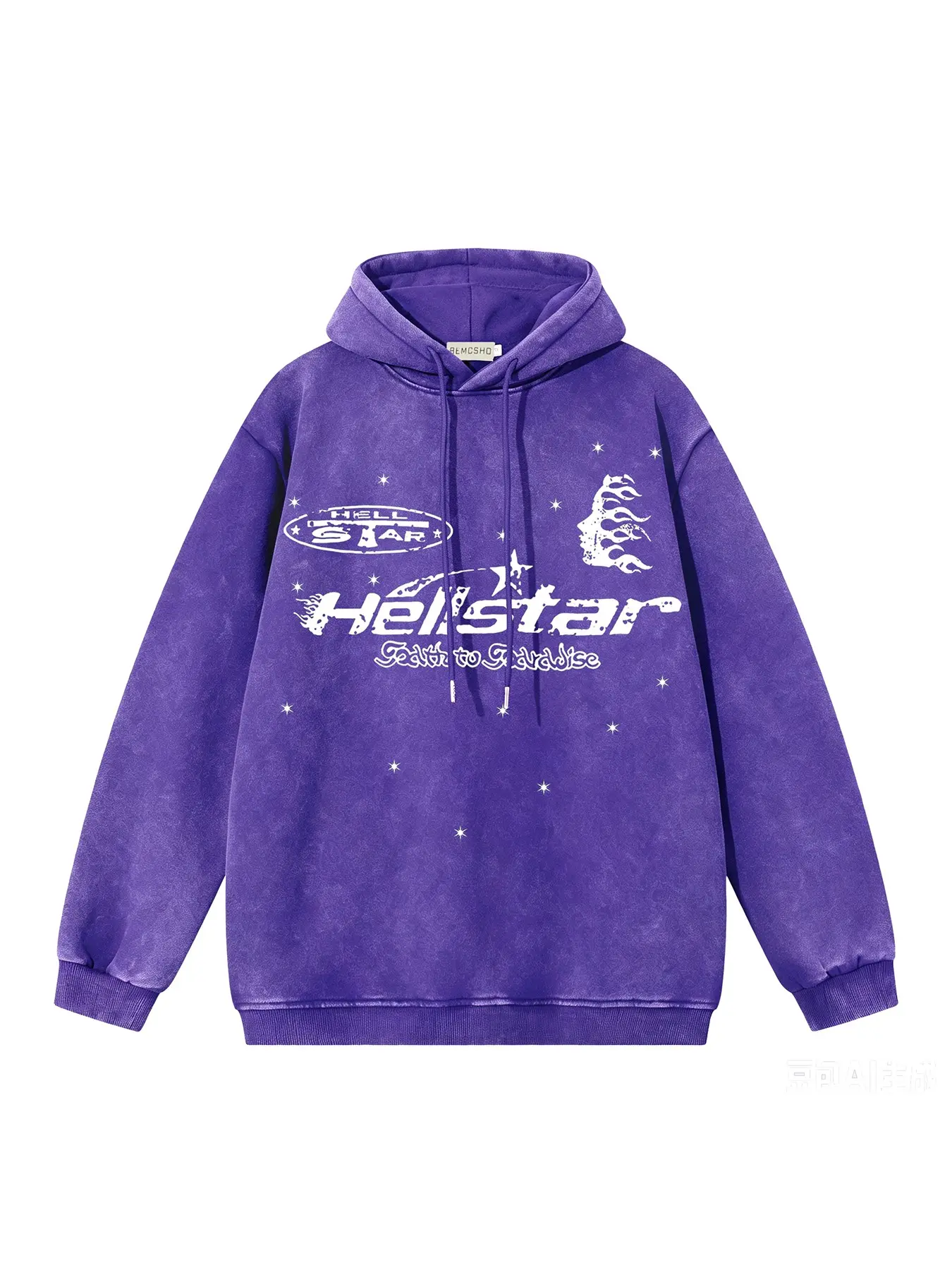 Men's Vintage Washed Tie-Dye Flame Letter and Star Print Hoodie, Fall Winter New Fashion Casual Versatile Hooded Jacket