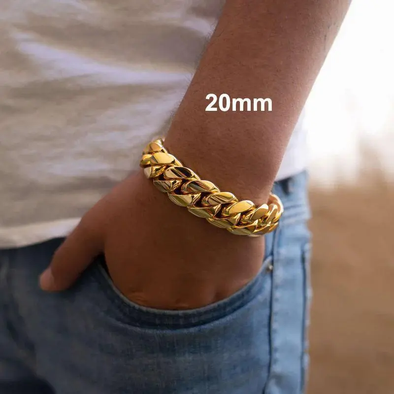 18K Gold Vacuum Plated Stainless Steel Chain & Copper Deployment Clasp Miami Cuban Link Chain Italy Mexico & Micro Inspired Unisex Hip Hop 12mm Bracelet for Men & Women Jewelry,Daily Wear,Casual Fashion,Gift Idea,Chicano Style,Weighty Feel,