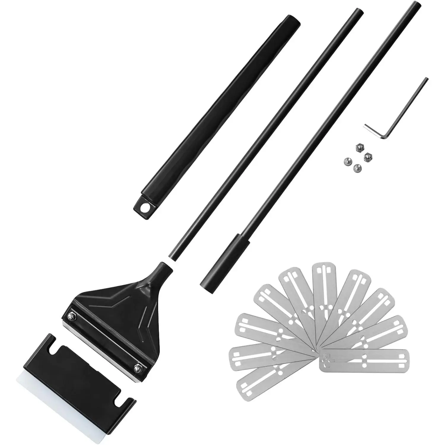 24.4" Algae Scraper for Glass Aquariums Fish Tank Scraper with 10 Replaceable Blades Adjustable Length Aquarium Cleaning Tools Kit