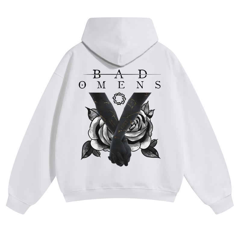 Unisex Bad Omens Hoodie For Autumn Winter Thick Warm Retro Print Versatile For Ins Street Style Couples Outfits Top Choice For Boyfriend Gift Fabric Menswear Casual Fit
