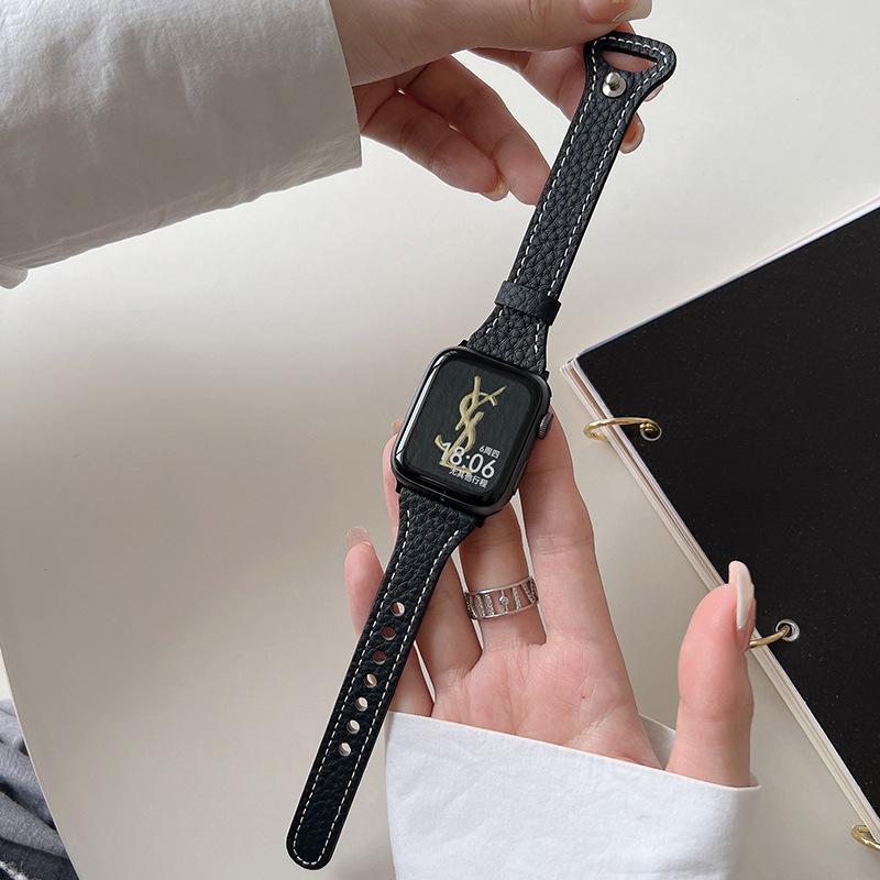 Genuine Leather Lychee-Grain Watch Band for Women — Compatible with Apple Watch (iWatch) Series 1–10 — Premium Look & Feel