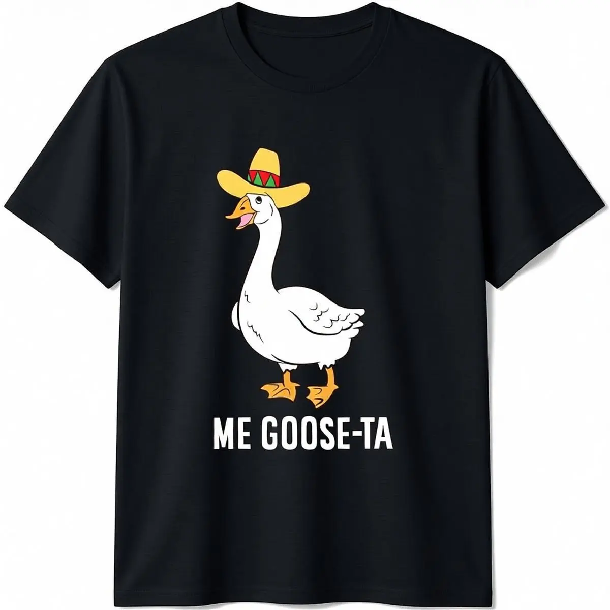 Men's Comfy Short-Sleeve Streetwear Top - Me Goose Ta Mexican Funny Spanish Goose Pun T-Shirt, Shortsleeve, Casual