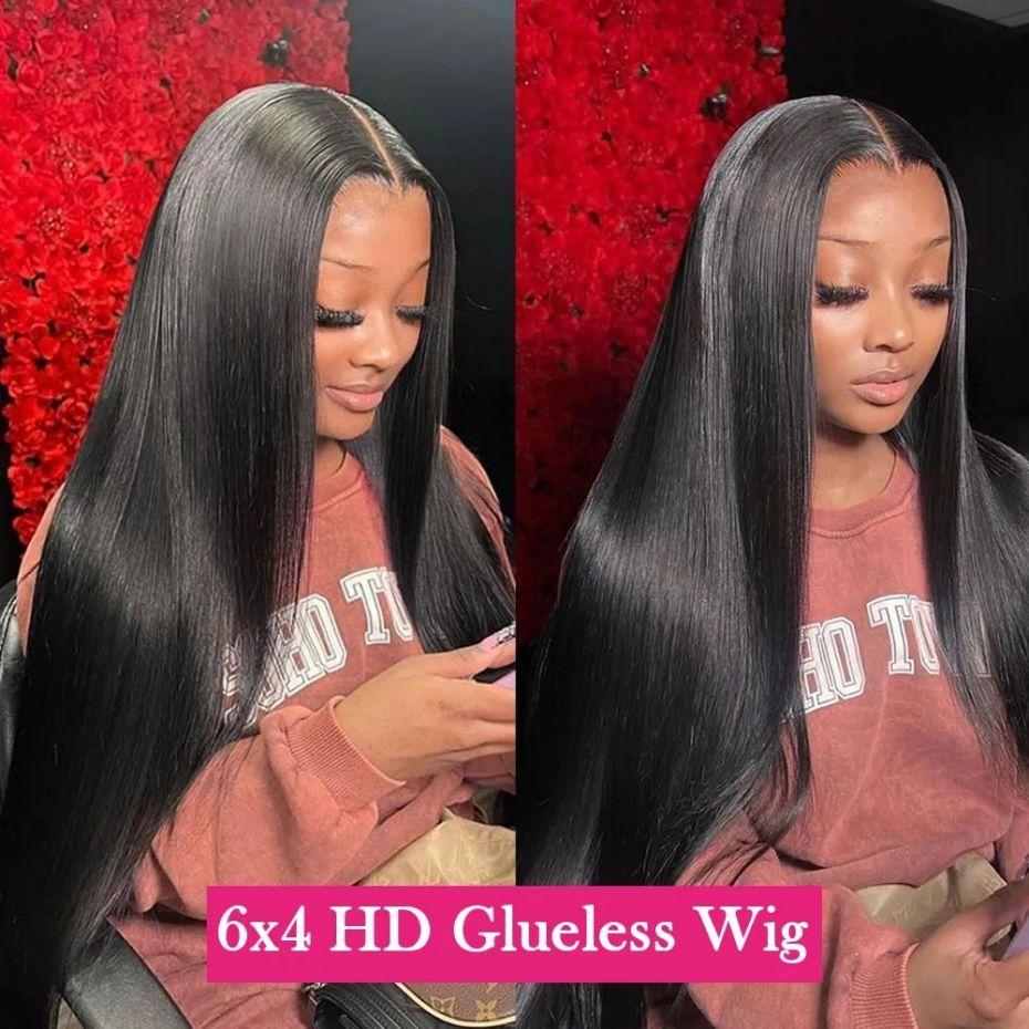 Bling Hair Brazilian 5x5 Glueless Wig 28 30 Inch Easy To Wear 6x4  9x6 7x5 Transparent Bone Straight Lace Closure Wigs For Black Women