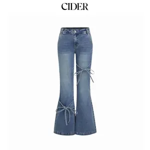 Cider Stretch Cider Denim Low Rise Bowknot Flared Jeans