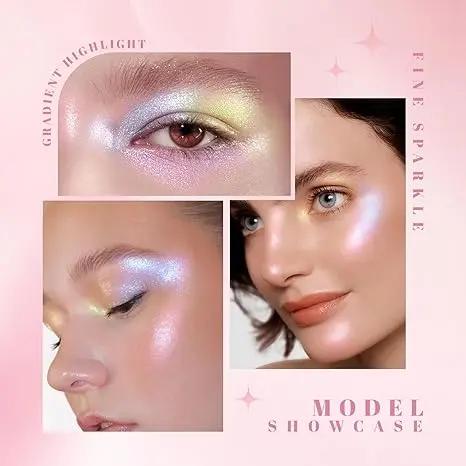 Holographic Rainbow Chameleon Eyeshadow, HANDAIYAN Multichrome Highlighter for Face Body Festival Makeup