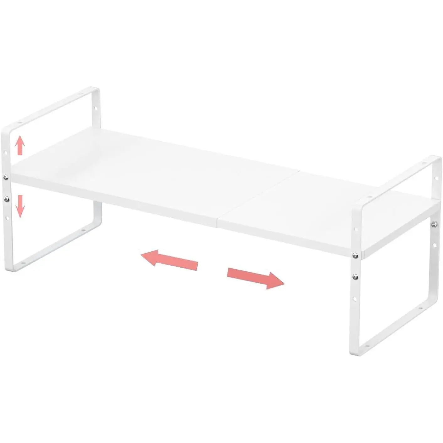 Expandable Stackable  Rack Cabinet Shelf Organizer in Cabinets Shelves Kitchen Cupboard Organization Stack up Racks Pantry Countertop Storage Medium/White 1 Pack