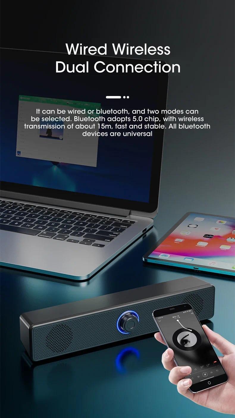PC Soundbar Wired and Wireless Bluetooth Speaker USB Powered Soundbar for TV Pc Laptop Gaming Home Theater Surround Audio System PC Soundbar Wired and Wireless Bluetooth Speaker USB Powered Soundbar for TV Pc Laptop Gaming Home Theater Surround Audio System