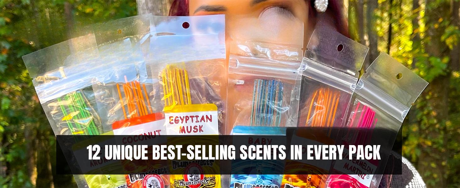 Hand-Dipped Incense Sticks - Premium 144-Pack Variety Set, 12 Different Scents, 11" Long, USA-Made Aromatherapy with Long Burn Time (12 Pack, 144 Total Sti