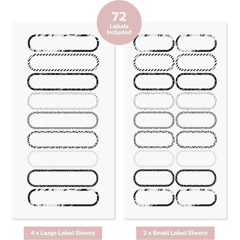 Waterproof Labels For Bottles,Containers-72 Stickers | All-Purpose & Personalizable | Dishwasher, Freezer & Microwave Safe | BPA-Free