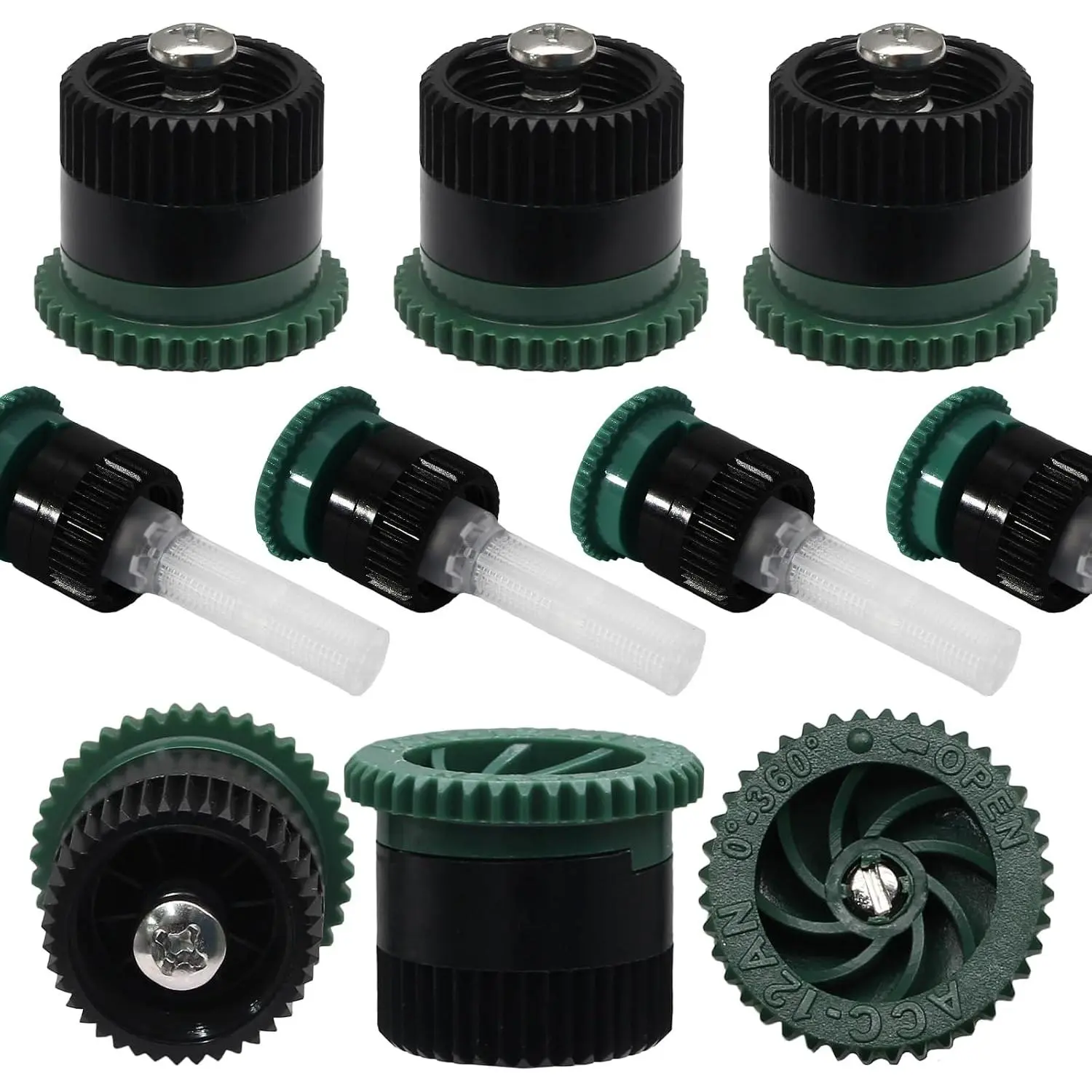 10-Count Variable Arc Fan-Shaped Irrigation Nozzle Set, 0°-360° Full Circle Adjustable Pop-Up Sprinkler Heads with 12-Vanes for Outdoor Lawn Watering Needs
