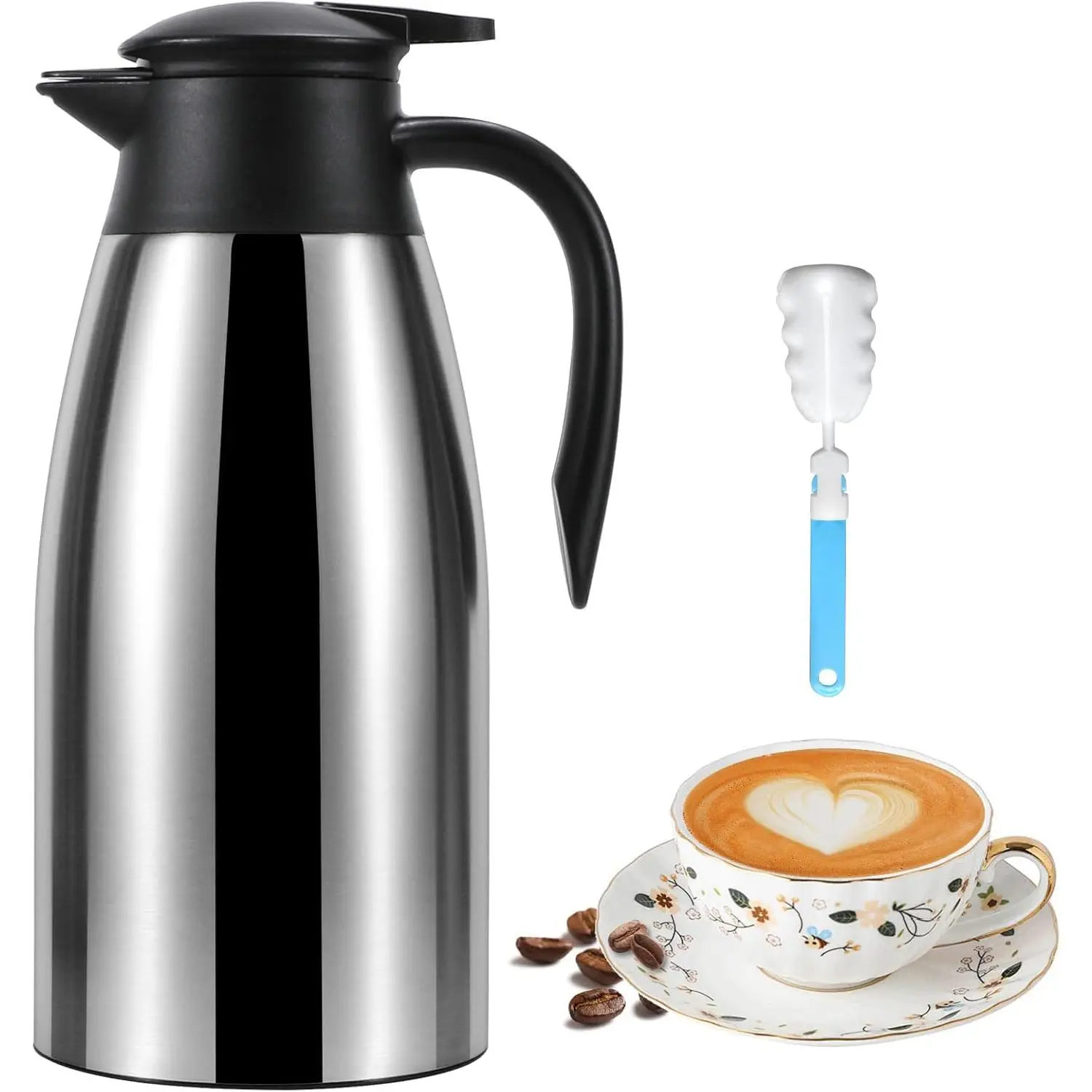 70 oz Thermal Coffee Carafe for keeping hot, Updated Carafe for hot liquid, Airpot Stainless Steel Thermos Urn Beverage Dispenser Vacuum Thermal Pot for Coffee, Hot Water,Keep Hot 12 Hour(silver)