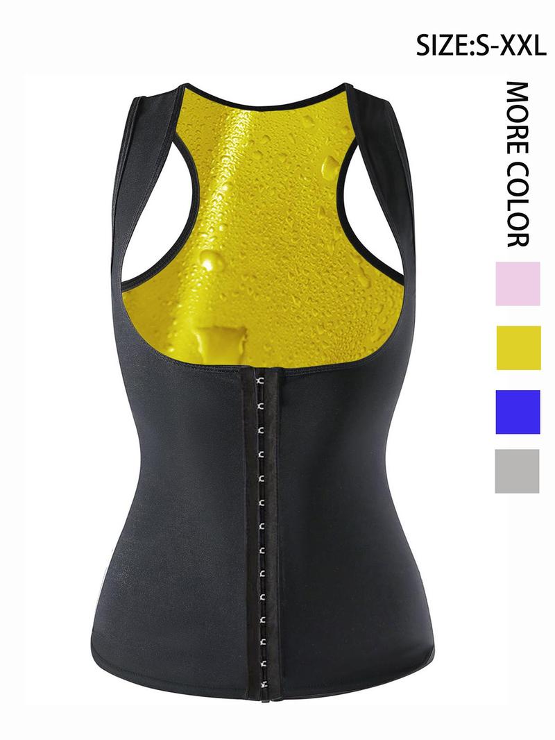 Women's Solid Sleeveless Sports Sauna Top, High Stretch Workout Tank Top for Tummy Control, Women's Sports Clothing for Indoor Outdoor Wear, Gym Top