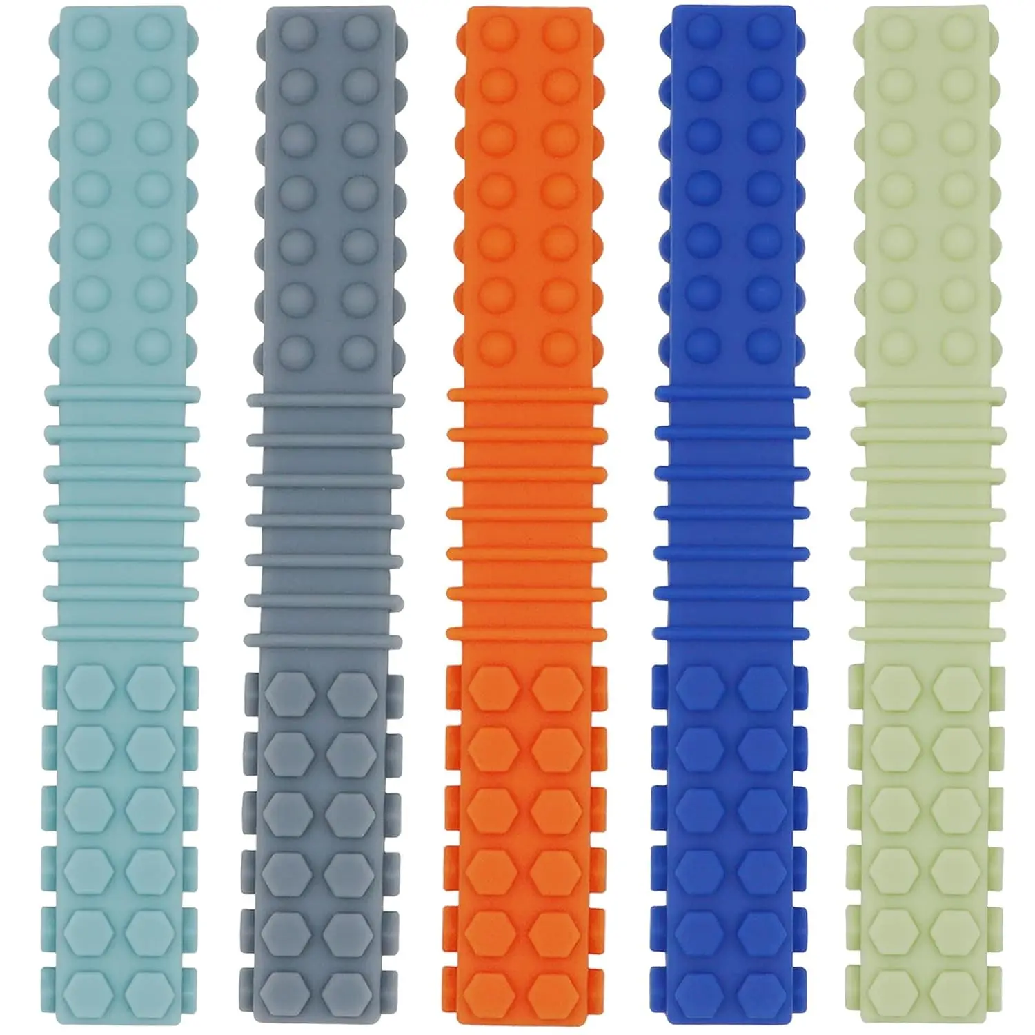 Sensory Chewy Toys for Autistic Children, 5 Pack Silicone Chew Tube Teething Sticks, Autism ADHD SPD Chewies, Oral Motor Tool for Sensory Kids (Colorful B)