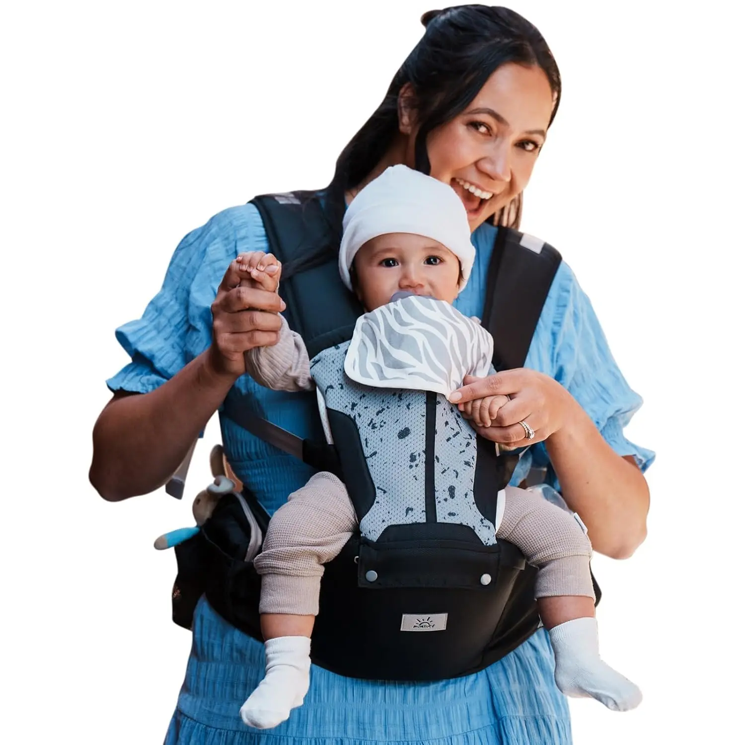 Safety-Certified 6-in-1 Ergonomic Baby Carrier with Hipseat, Black - Plus Size Friendly, 6 Carry Positions, Hip Support, All Seasons, Fits Newborn to Toddler (7-50lbs)