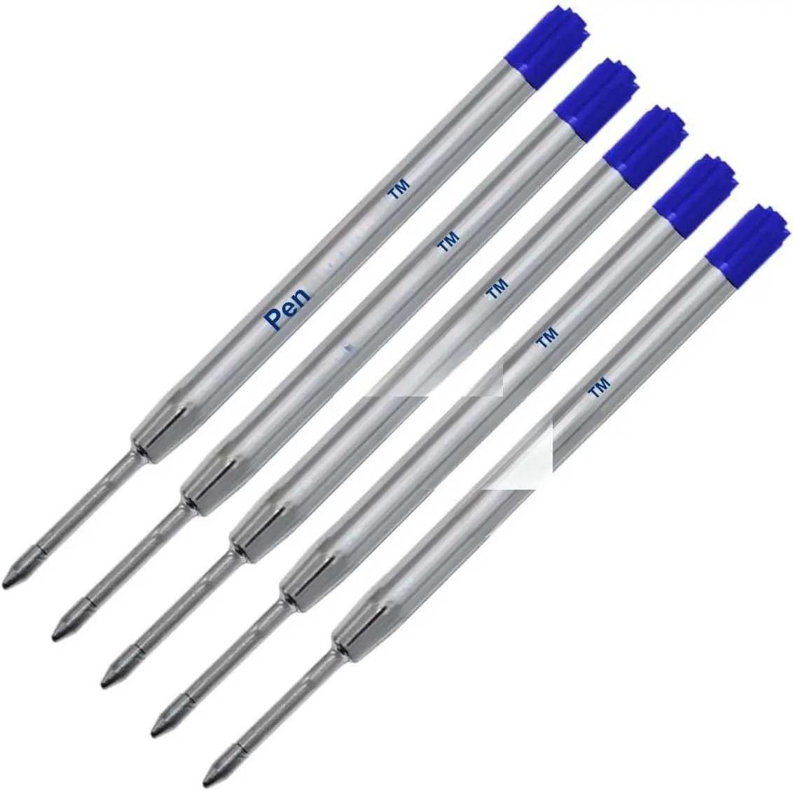 5-Pack Ballpoint Pen Refills - G2 Refill Fit, Nickel-Plated, Medium Tip, Smooth Flow, Compatible with Parker Ballpoint Pens, Bulk-Packed, Blue