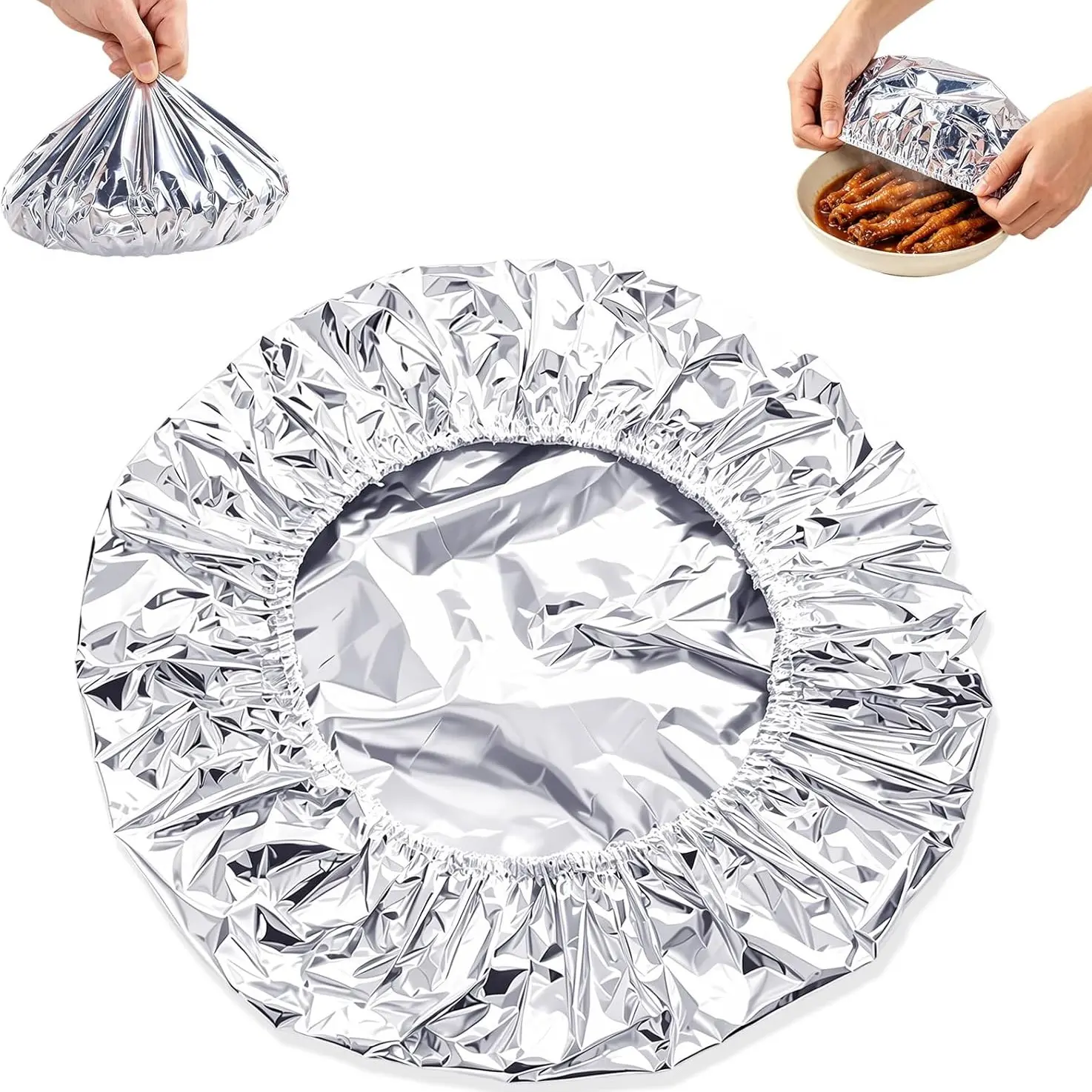 50-Piece Food-Grade Disposable Aluminum Foil Insulated Covers, Leak-Proof Sealed Lids for Tableware, Heat Retention, Freshness, Dustproof, Thermal Insulation