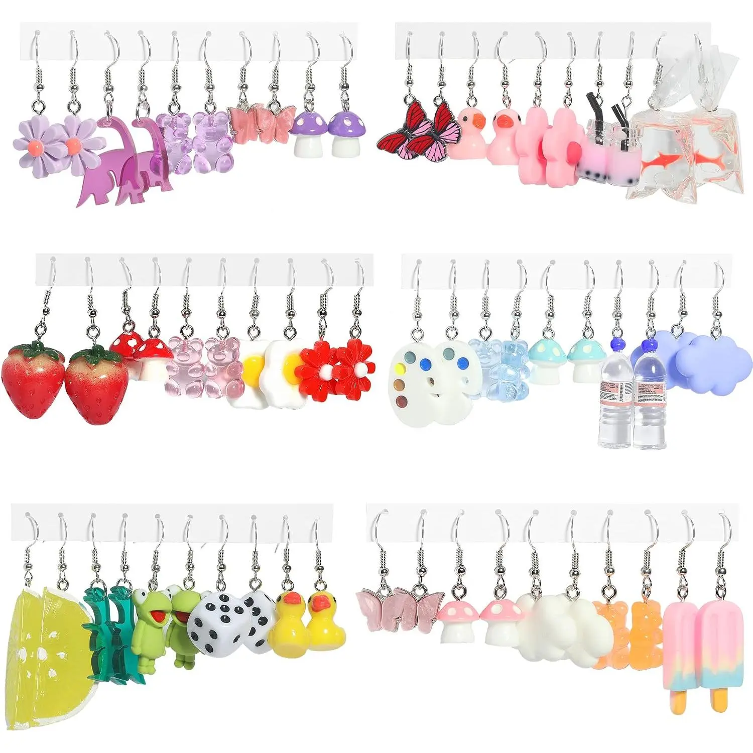 30 Pairs Fun Earrings Weird Earrings Aesthetic Earrings Weirdcore Kawaii Earrings Funny Earrings for Women