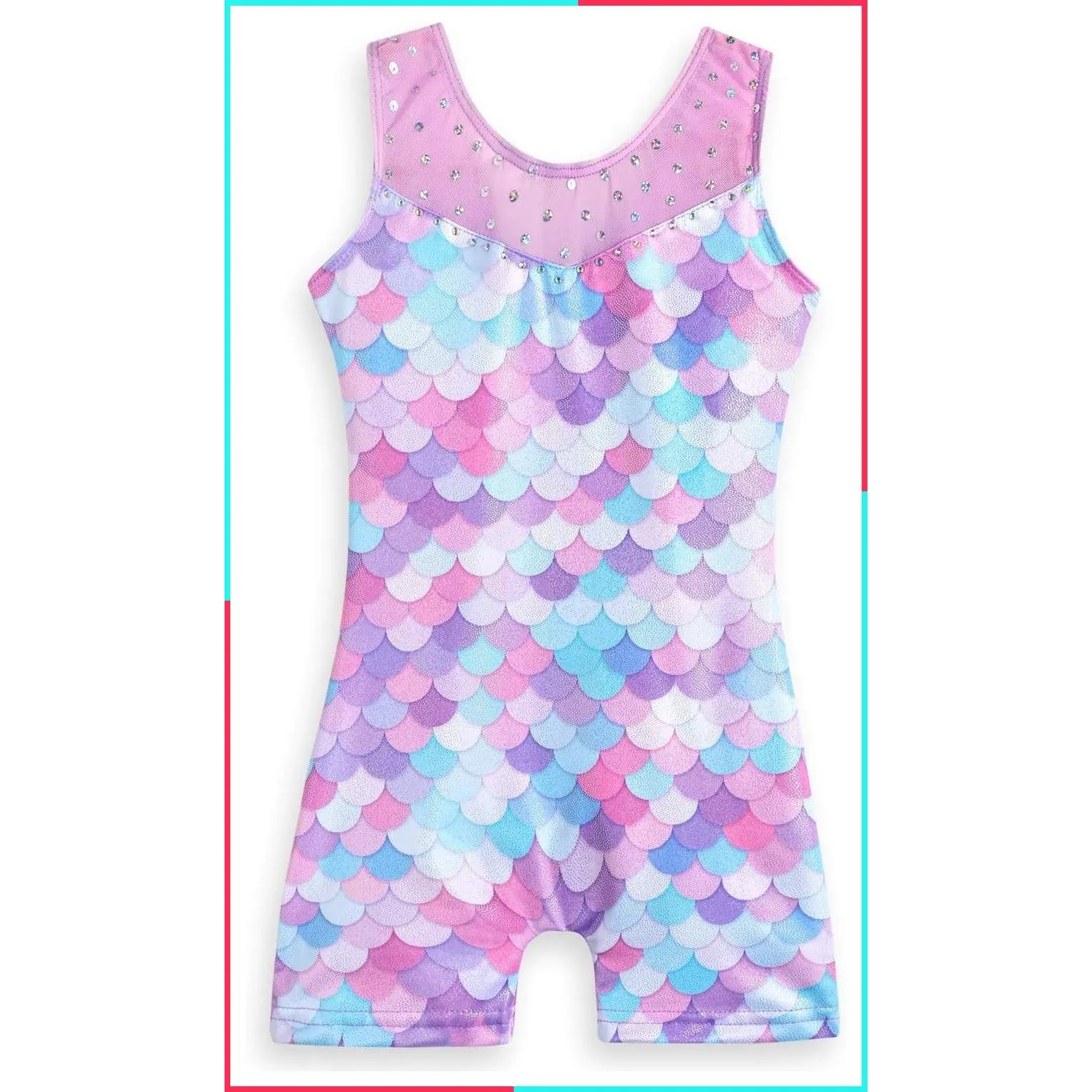 Girls Toddler Gymnastics Leotards Biketards Dancewear Mermaid Unicorn Shiny Rainbow Blue Hot Pink Athletic Dance Outfit