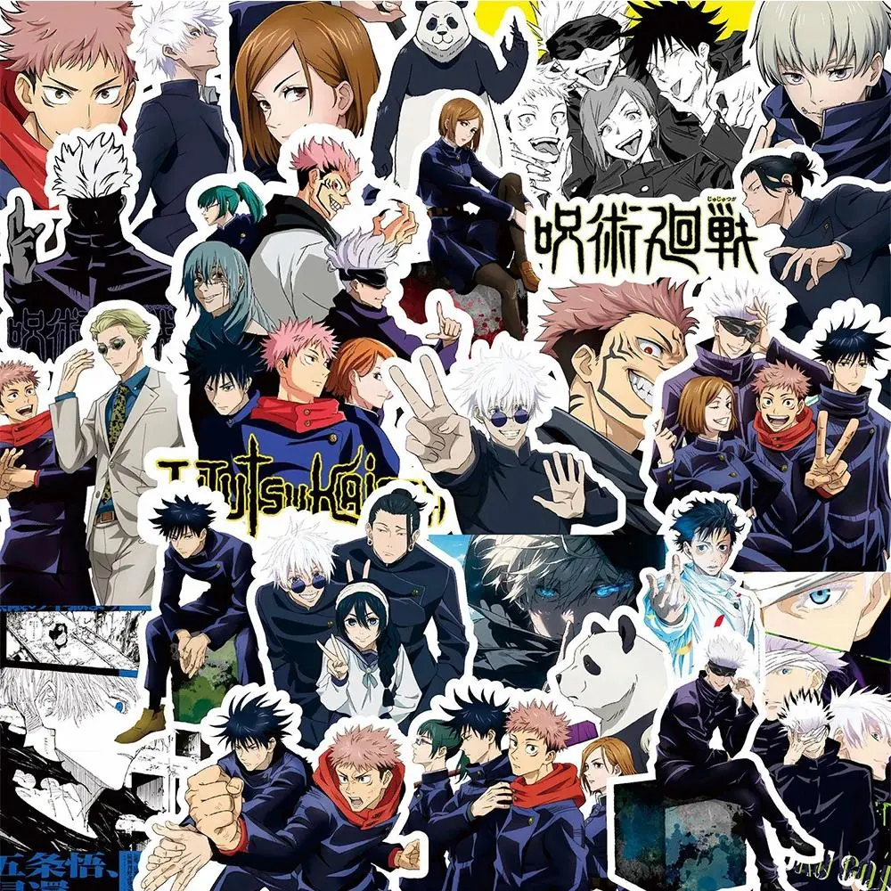 10/30/80pcs Cartoon Jujutsu Kaisen Stickers DIY Laptop Skateboard Kids Cool Sticker Itadori Yuji Satoru Gojo Anime Decal Toys