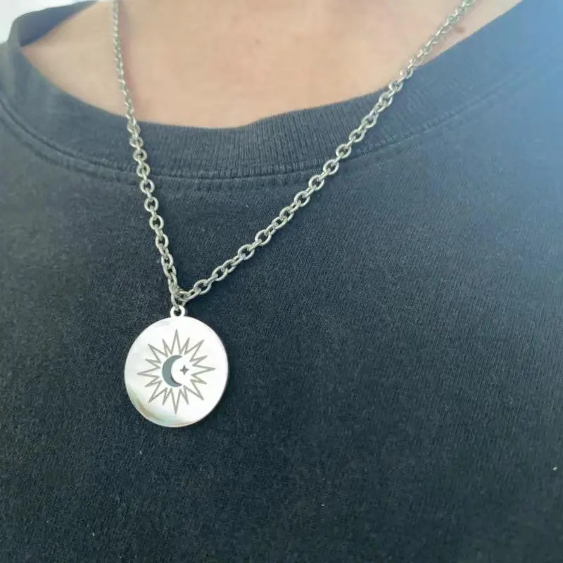 TV Series คาธ The Eclipse Cosplay Ayan Khaotung Moon Star Circular Chain Titanium Steel Necklace Lovers Jewelry Accessories