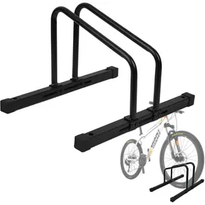 Adjustable Bike Stand - Floor Mounted, Indoor/Outdoor Use, Fits 20"-29" MTB & Road Bikes, Compact Storage