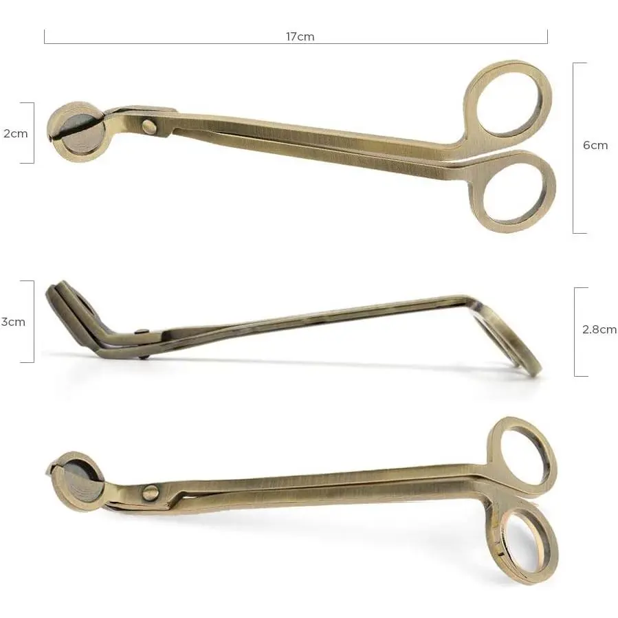 Polished Stainless Steel Candle Wick Trimmer Clipper Cutter Scissors Tool, Candle Oil Lamp Accessories for Scented Candle Lovers (Bronze)
