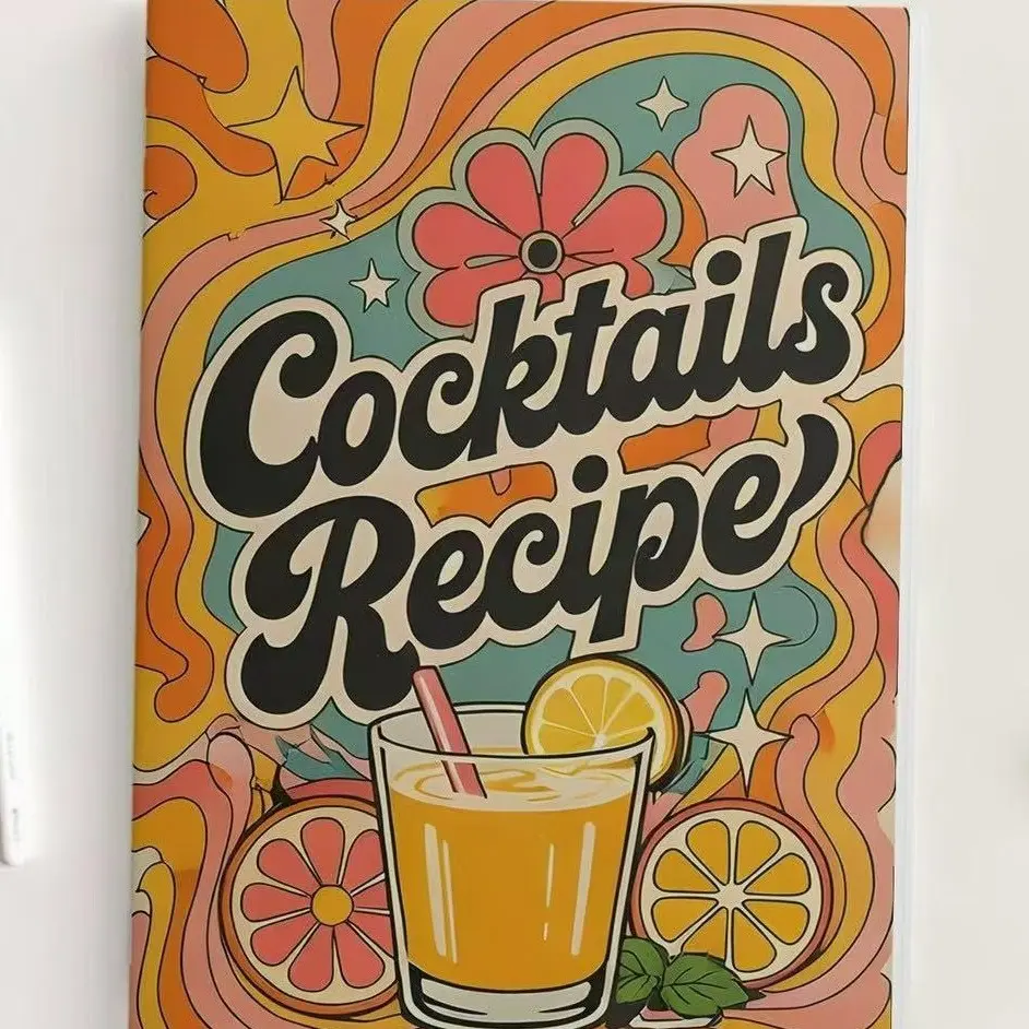 Vintage Groovy Cocktail Recipe Book, Record Your Favorite Drink Mixes, Party Cocktail Ideas, Perfect for Home Bars and Parties