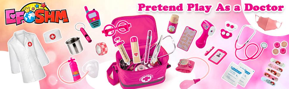 Doctor Kit for Girls, 34 Pcs Doctor Kit for Toddlers 3-5 with Storage Bag & Real Stethoscope, Pretend Play Set for Boys Girls Fun Role Playing Game