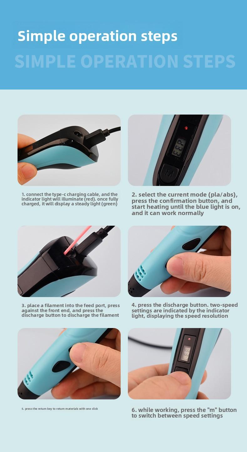 3D Printing Pen with Display Screen, Includes 3D Printer, 3 Beginner Colors Pla Materials, Template Book & Project Guide