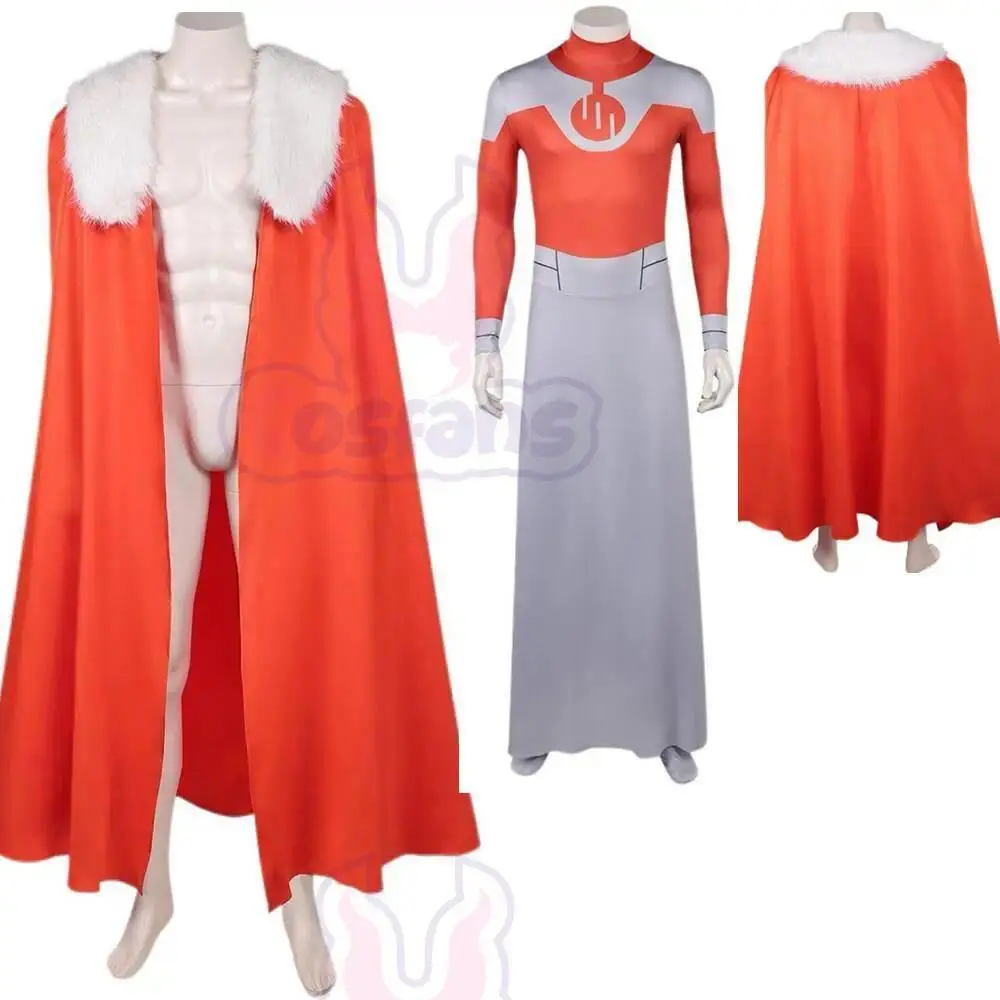 Men Invincible Thragg Cosplay Cloak Jumpsuit Clothes Disguise Men Roleplay Cape Bodysuit Halloween Costume Carnival Outfits Suit