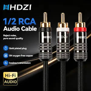 1x2 Rca Hi-Fi Audio Signal Cable, Multi-Layer Shielded, Durable Braided Outer Shell, Compatible with TV, CD Player, Home Theater Systems
