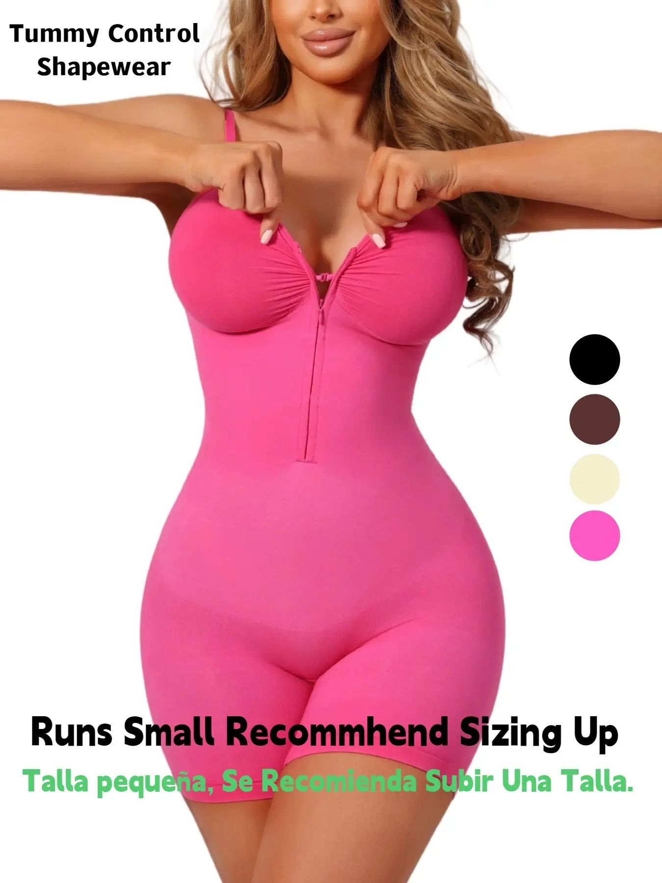 Women's Seamless Fashion Shapewear Bodysuit, Body Shapers, Front Zipper One-Piece, Tummy Control Butt Lifting, All-Season Wear, Comfortable & Stylish