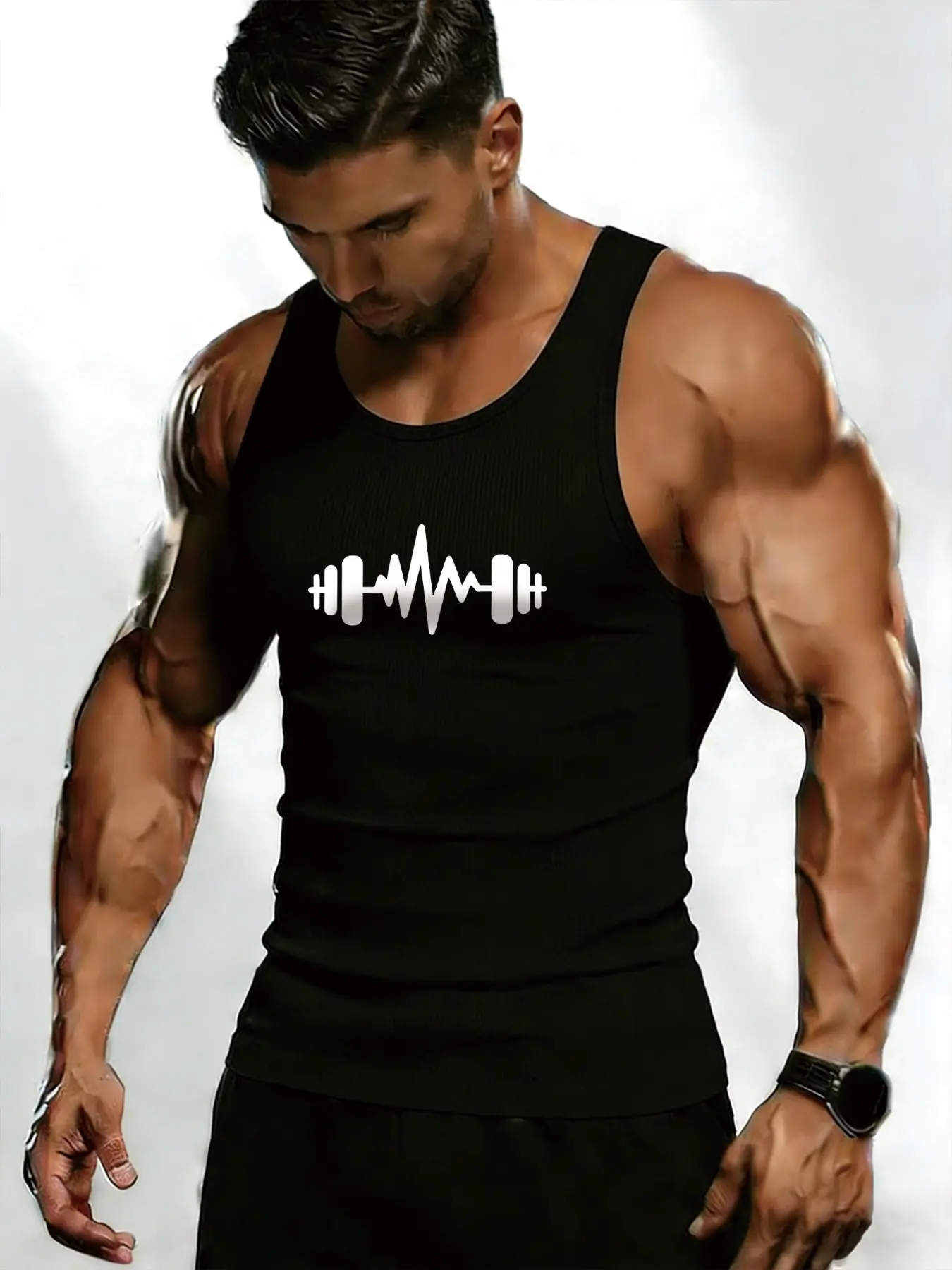 Men's Ribbed Compression Vest, Slim Fit Design, High Stretch Breathable Fabric for Gym Training & Casual Outings