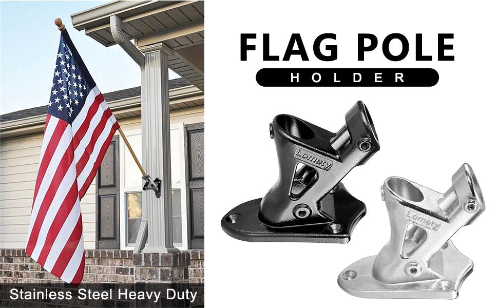 Stainless Flag Pole Holder,Wall & Estate Flag Pole Bracket, Flag Pole mounting Bracket 2 Positions for 1" Flag Pole (Silver)