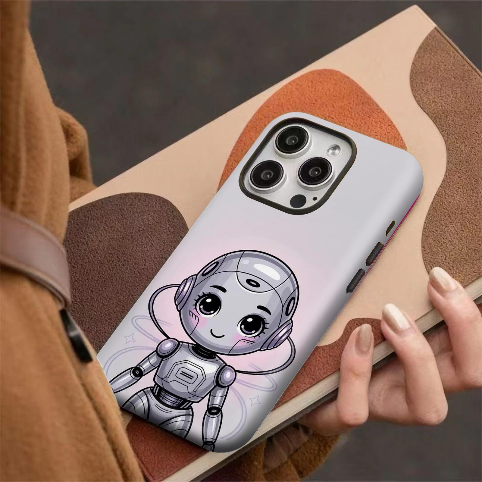 Cute, robot, cartoon Soft And Hard Two-In-One Film Printed Full Pattern Case For IPhone 16 15 14 13 1211 Pro Max Plus Phone Case