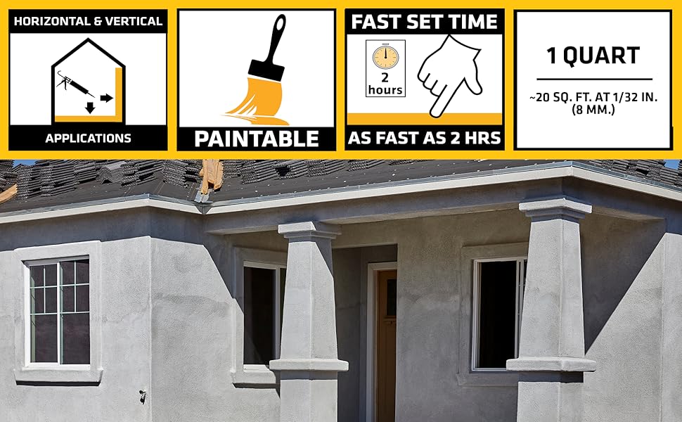SIKA Sikacryl Stucco Repair, White, 1-Qt, Ready-Mix Stucco Patch for Large Cracks and Spalls, Acrylic-Based,/Exterior, Textured, Moisture-Resistant SIKA Sikacryl Stucco Repair, White, 1-Qt, Ready-Mix Stucco Patch for Large Cracks and Spalls, Acrylic-Based,/Exterior, Textured, Moisture-Resistant