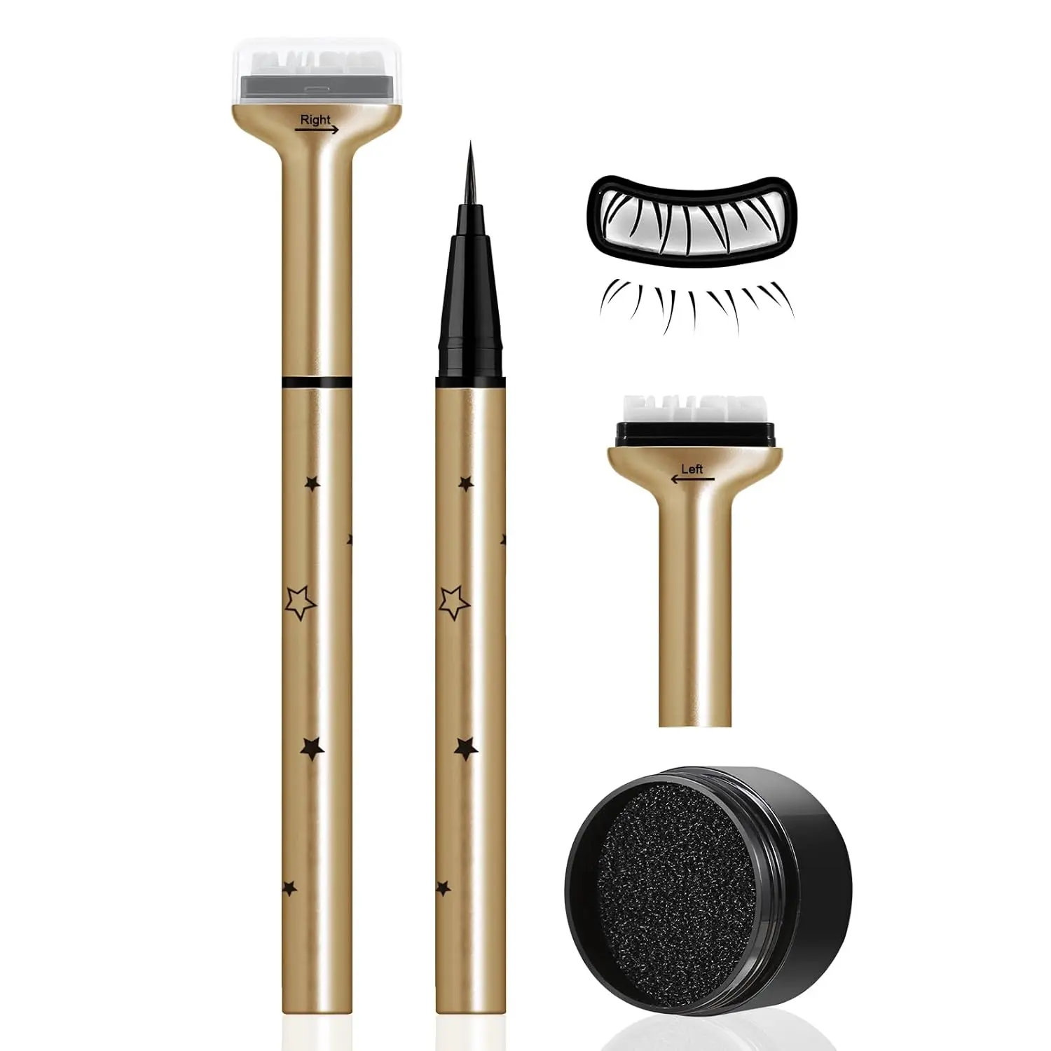 Lower Eyelash Stamp & Eyeliner, 2 In 1 Lower Lash Stamp Kit Waterproof, Quick Eye Makeup Tool for Beginners, Reusable Natural Lash Effect (Black)