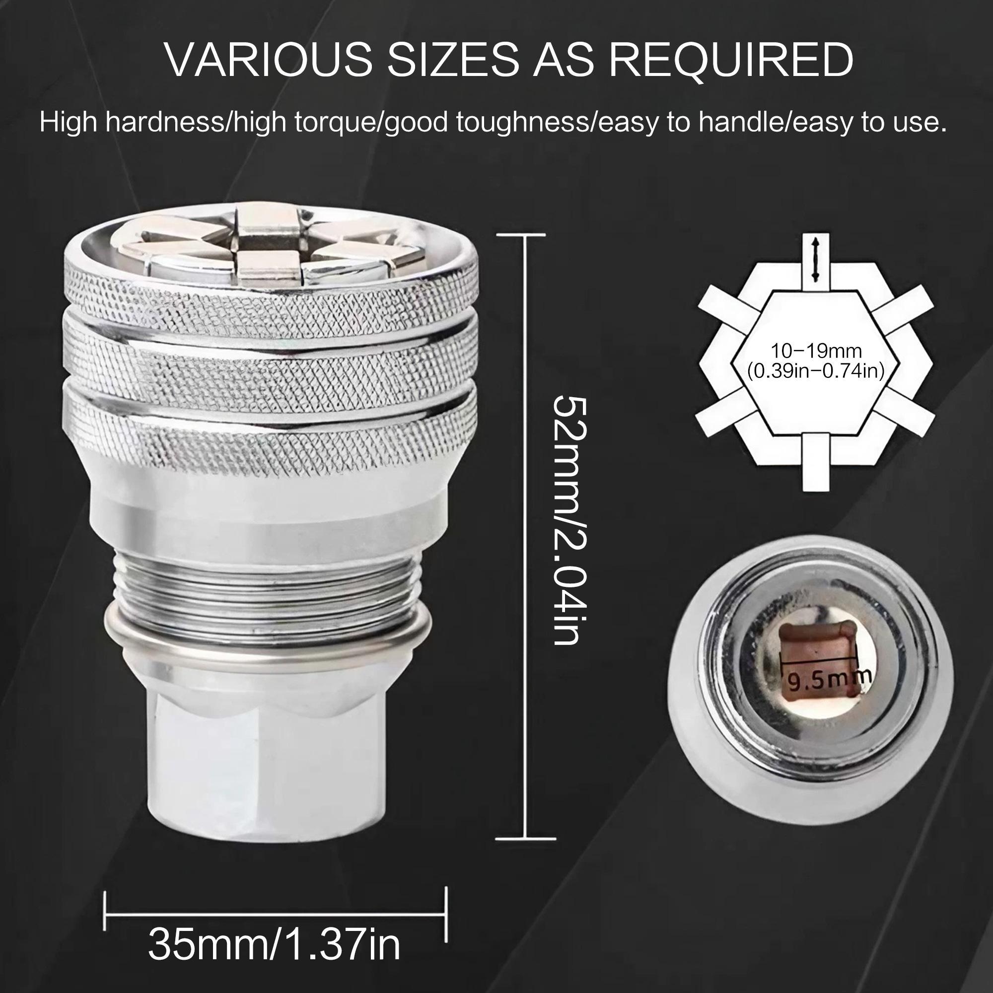 Adjustable Universal Socket Wrench, 3/8 Drive Multi-function Sleeve Wrench, Professional Sockets Tools for Drive Ratchet Torque Wrench and Power Drill, Hex Bit Socket