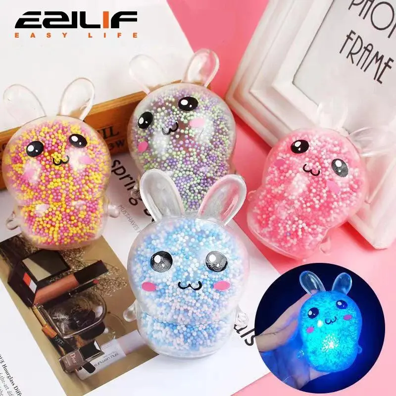 12/1 Squishy Bunny Stress Balls with Light Stress Relief Toy Girls Kids Fidget Toys Colorful Rabbit for Easter Basket Stuffers