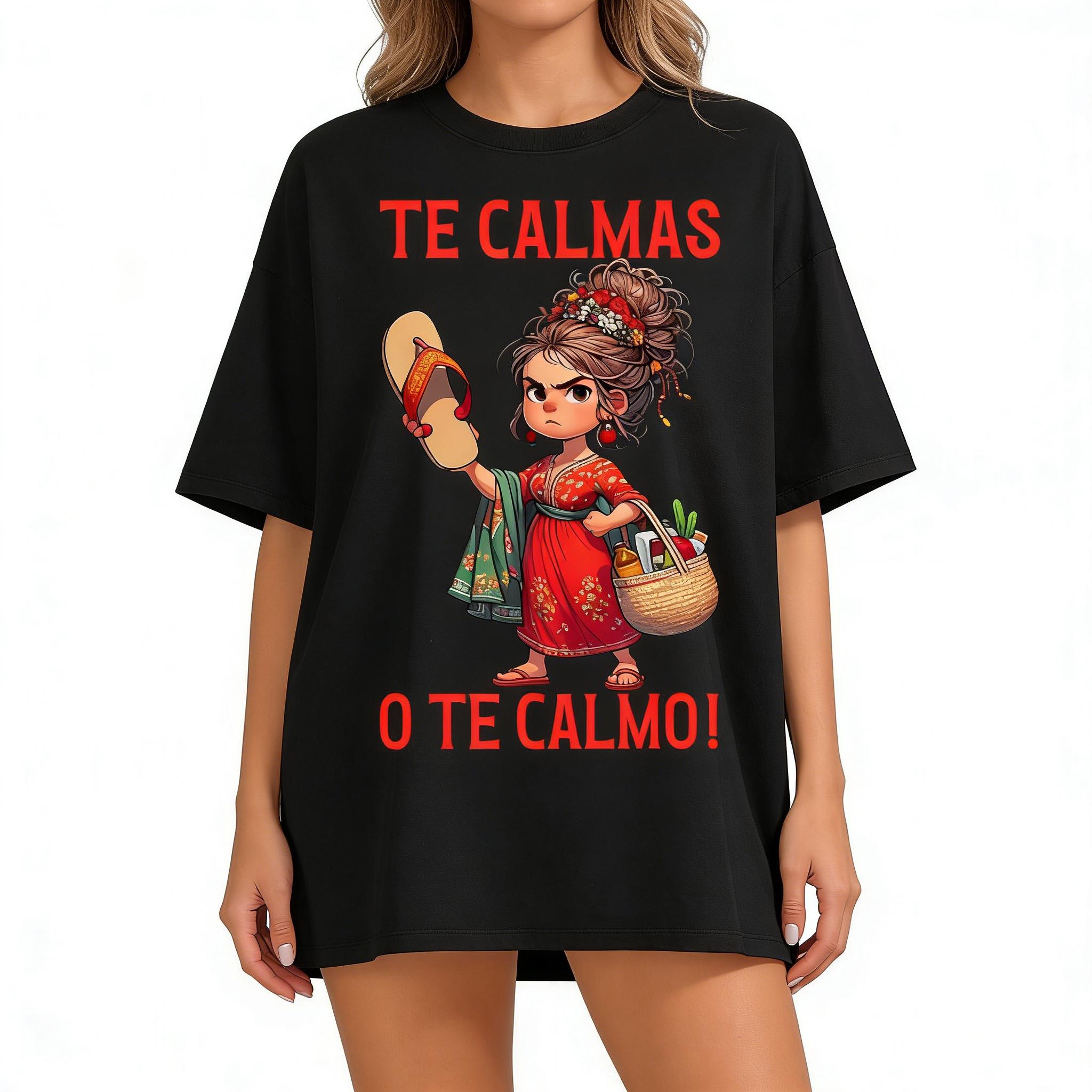 Summer t Shirts Women's Funny Mexican Spanish Mom "Calm Or I Will Calm You" Graphic T-Shirt