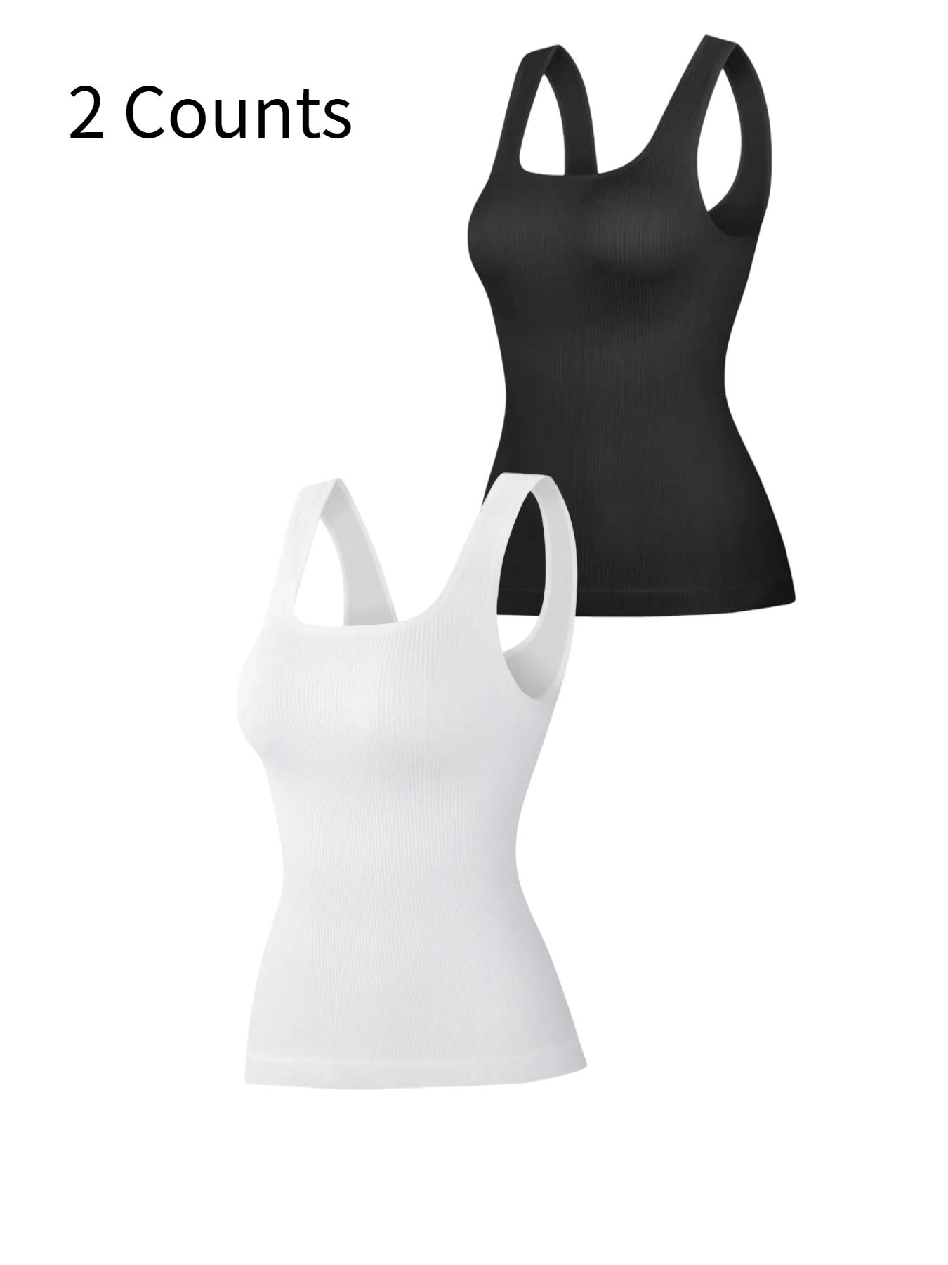 Women’s Tummy-Control Seamless Knitted Square-Neck Compression Tank Tops, Slimming Solid-Color Backless Body Shapewear for Black Friday, All Saints’ Day & Christmas, Underwear