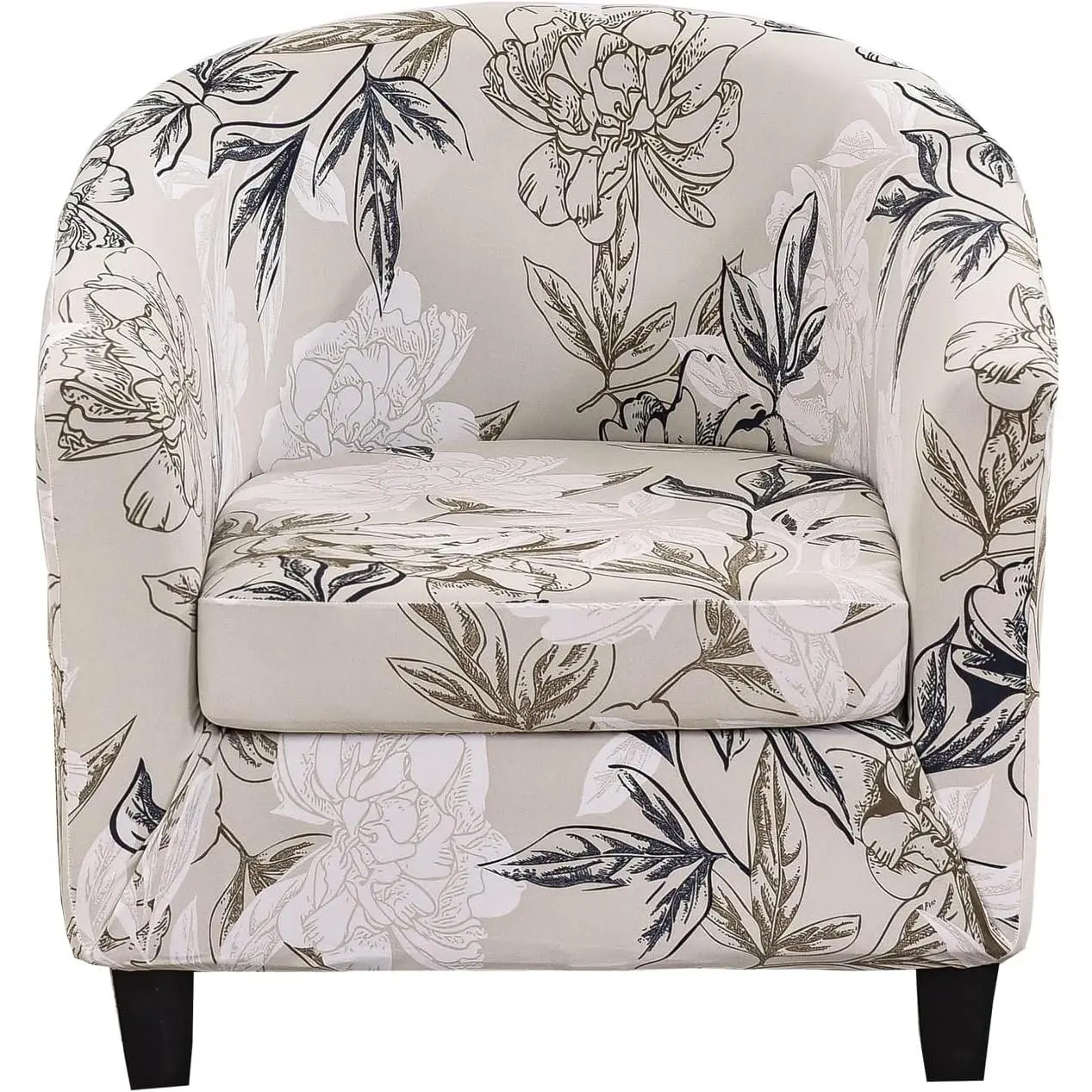 Club Chair Slipcover 2 Piece Stretch Printed Round Barrel Chair Covers Removable Tub Chair Slipcover with Elastic Bottom Chair Coverings Furniture Protector Cover for Living Room, A2